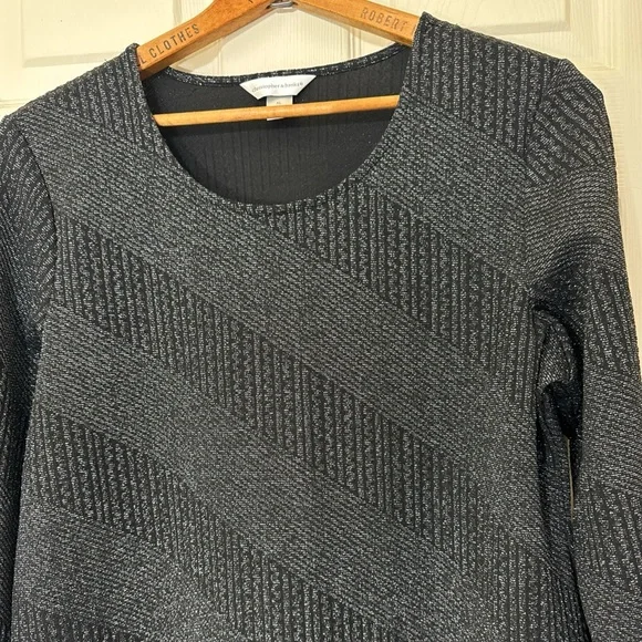 SALE🔥 Holiday Tops Christopher & Banks Women's Black Metallic Tunic Top Size XL - Picture 2 of 8